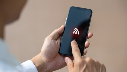 Person using nfc on smartphone for contactless payment or data transfer concept idea