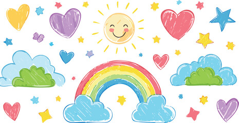 Line marker hand color brush icon set. Arrow stroke sketch pencil underline drawn element colorful shape for text design. Hand drawn heart crown star symbol with playful doodle.arrow, colourful,