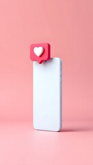 Stock photo of phone with social media like notification for marketing and promotion