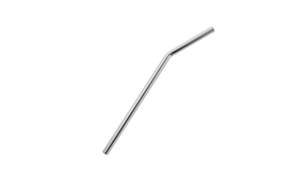 A sleek, bent stainless steel straw, highlighting its modern design and eco-friendly appeal.