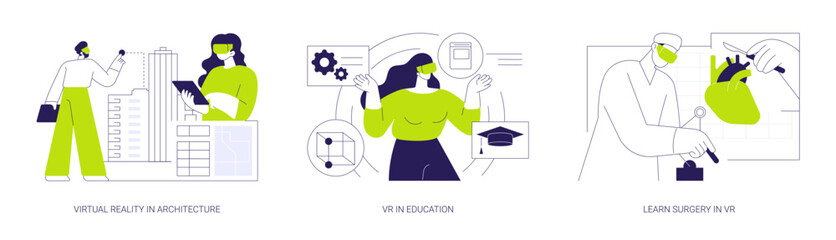 Full-immersive virtual reality isolated cartoon vector illustrations se