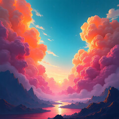 Colorful Cloud Pathway at SunriseSunset