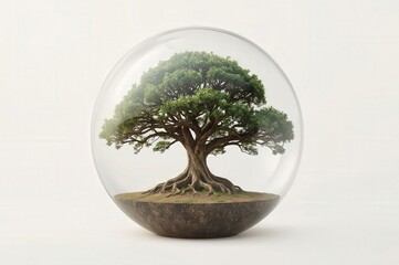 Miniature bonsai tree glass dome terrarium zen garden home decor Japanese art nature meditation indoor plant container gardening
