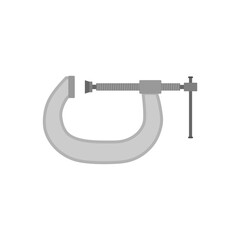 clamp flat design vector illustration isolated on white background. metal c clamp tool used for holding objects workhouse equipment.