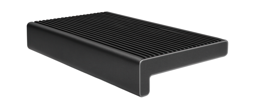 Fiberglass staircase step with a non-slip surface and reinforced core