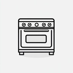 Simple black outline drawing of a kitchen stove