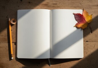 Fresh Start: Blank Notebook and Pencil on Wooden Desk