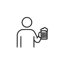 Person holding a beer mug in a simple vector linear design for International Beer Day  