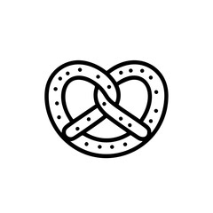 Soft pretzel icon in minimalist linear design for International Beer Day  