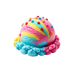 Rainbow Ice Cream Scoop with Colorful Candies.
