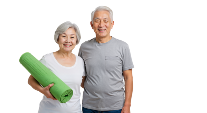 Senior Couple with Yoga Mat: Embracing Wellness, Fitness, and Togetherness