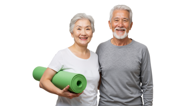 Senior Couple with Yoga Mat: Embracing Wellness, Fitness, and Togetherness