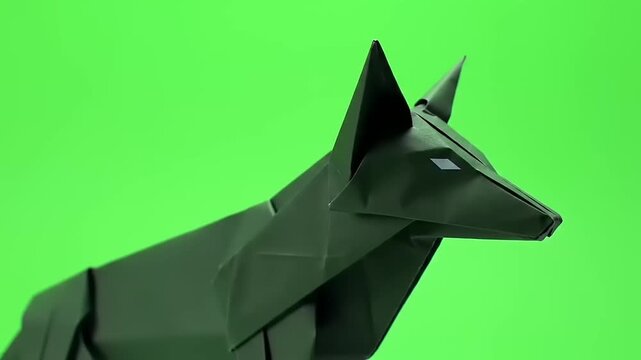Origami Wolf with Green Screen.