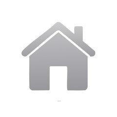 House Icon with Chimney and Doorway, Simple Home Vector Graphic