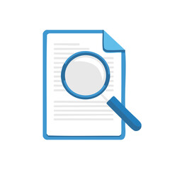 Paperwork with Magnifying Glass Focus Inspection Analysis Reviewing Document Information, Data or Legal File