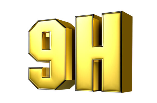 9H gold 3D illustration.