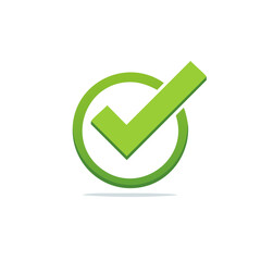 Green Checkmark Inside a Circle for Approval and Confirmation on White