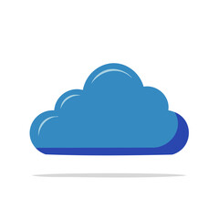 Single Blue Cloud Icon with Shadow Flat Design Weather Concept Illustration