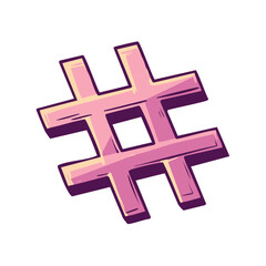 Obraz premium Hashmark Pink Cartoon Illustration Symbol Graphic Element Social Media Marketing Tool Trending Sign