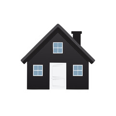 Obraz premium Stylized Vector House Illustration with Gable Roof, Door, Windows, and Chimney