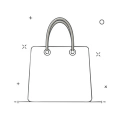 Simple Outline Illustration of a Shopping Bag with Handles and Decorative Elements in Doodle Style