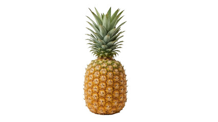 Fototapeta premium A fresh pineapple with a vibrant green crown, showcasing its textured golden skin, perfect for tropical recipes.