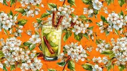 A glass of apple juice with cinnamon