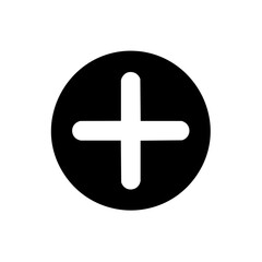 Obraz premium Simple Black Circle with White Plus Sign Icon