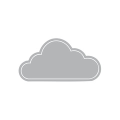 Gray cloud icon with a white outline for weather forecast apps and cloud computing services