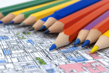 Understanding construction blueprints with colored pencils