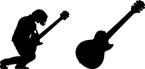 Fototapeta premium Electric Guitar Player and Guitar Silhouette