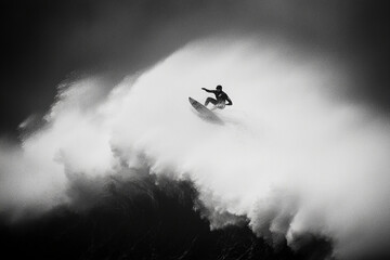 Windsurfer skillfully maneuvering through powerful waves