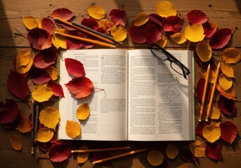Autumn Study Inspiration - Books and Fall Leaves