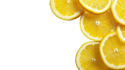 Citrus Fresh Lemon whole and Slices with leaf  Border on transparent background