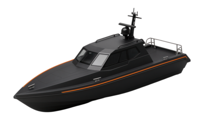 Stealthy patrol boat with angular hull and radar-absorbing paint