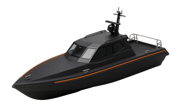 Stealthy patrol boat with angular hull and radar-absorbing paint
