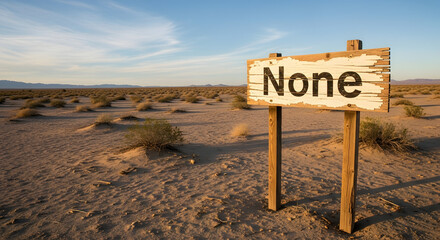 NONE Sign in Vast Dry Desert Landscape