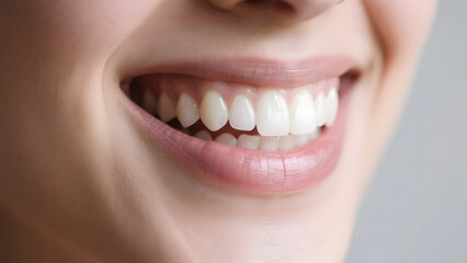 Obraz premium Close-up of a bright, healthy smile showcasing white teeth and pink lips