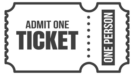 Ticket icon. Admit one coupon collection for cinema, concert, movie, theater, event, or festival. Vintage and modern ticket vector templates on a transparent background.