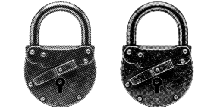Ancient Padlock halftone on transparent PNG. Ideal for overlays, posters, and designs. High-res, AI-based with human edited effects. Old vintage TV in trendy dotted pop art style.
