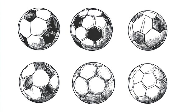 Hand-drawn soccer balls