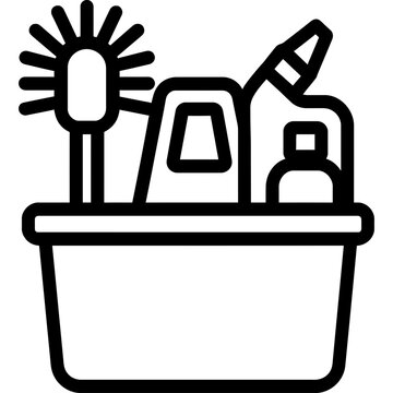 cleaning supplies in black bucket clip art preview