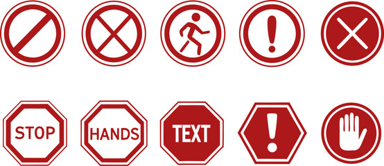 Warning Sign Silhouette. Warning icon set Isolated on a white background
