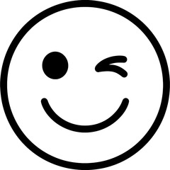 Winking face emoji outline icon vector