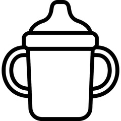 Obraz premium Sippy cup with handles and spout lid outline icon vector