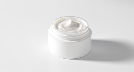 Isolated White Cosmetic Cream Jar with Swirled Texture on Clean Background