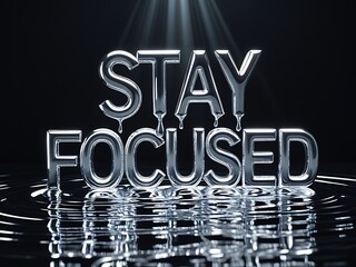 Stay Focused Liquid Metal Text.