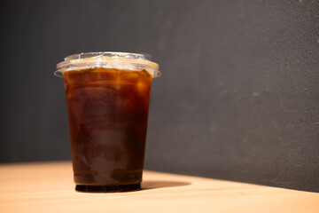 A glass of iced americano in clear glass