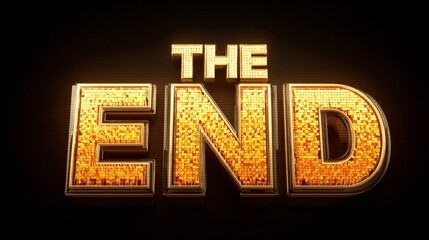 Bold text saying THE END, strong visual impact, suitable for movie credits, thematic closure, dramatic backdrop enhancing message.