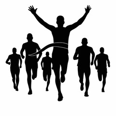 Running Race Finish Line Silhouette Illustration